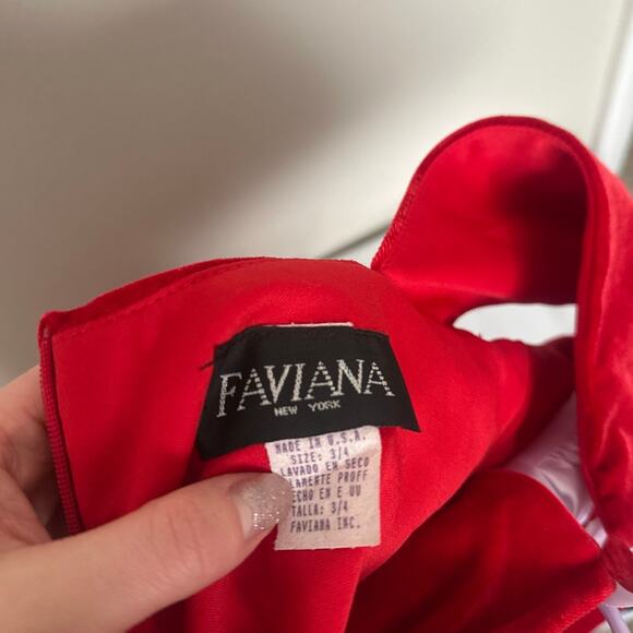 Vintage 90s Sz 4 Red Velvet Rhinestone Empire Waist Cap Sleeve Maxi Dress Gown - Picture 8 of 13